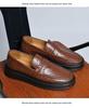 2450 Men's Slip-On Leather Loafers, Thick Sole, Casual, Low-Top, Large Size, Handmade Cowhide, Spring Shoes
