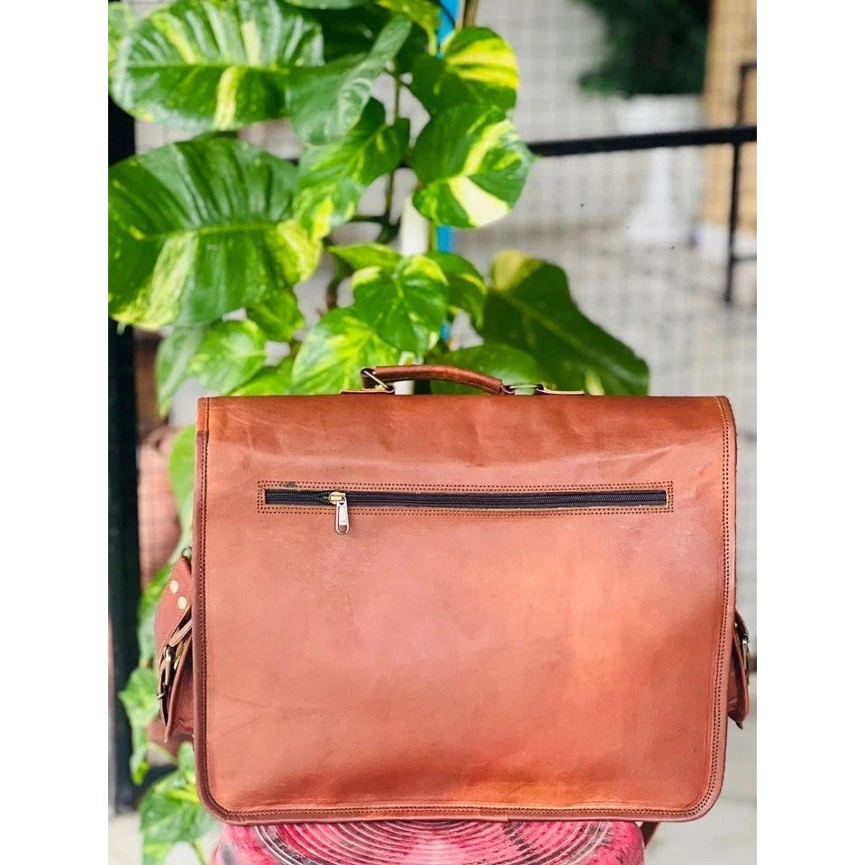 Men's Authentic Leather Vintage Messenger Laptop Bag Briefcase