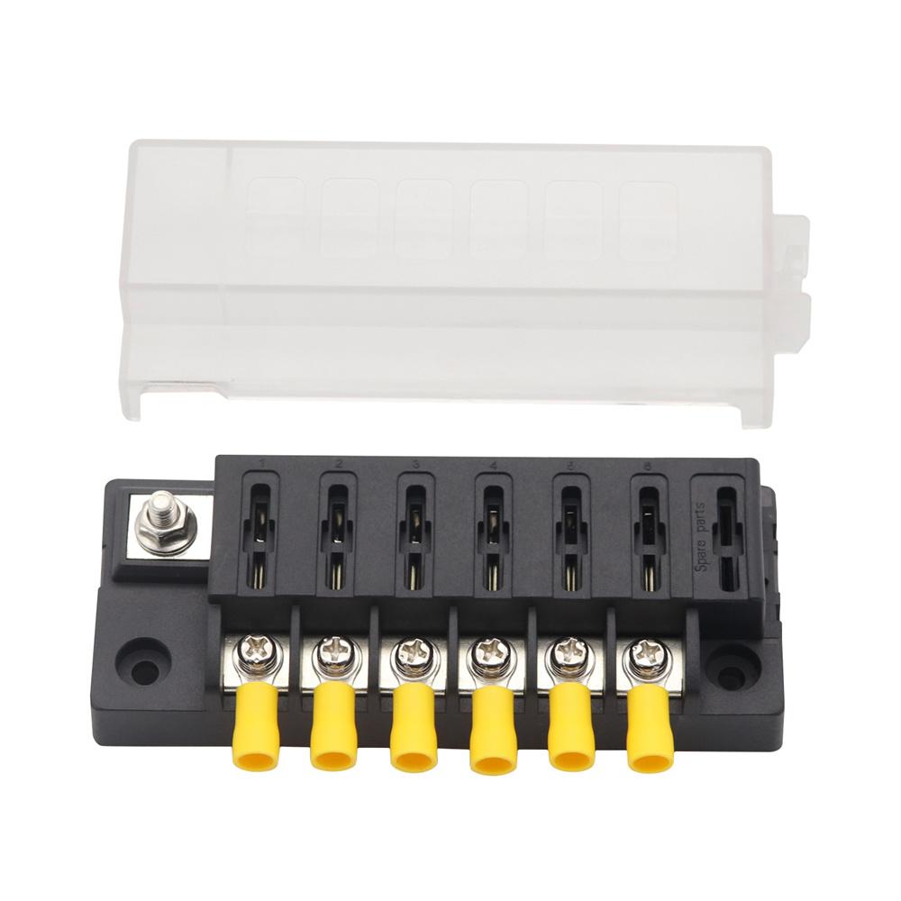 6-Way Compact Fuse Box with Single Input and 6 Outputs