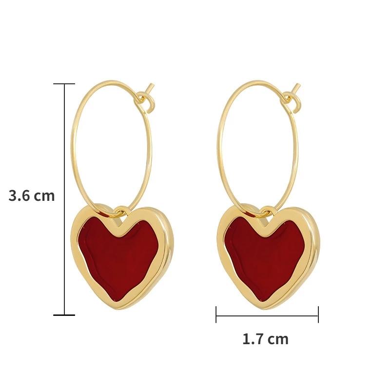 Koreanischer Stil 925 Silber Nadeln Liebe Herz Ohrstecker für Frauen Perle Rotes Herz Vintage Tropfen Ohrringe Emaille Metall Geschenke Schmuck