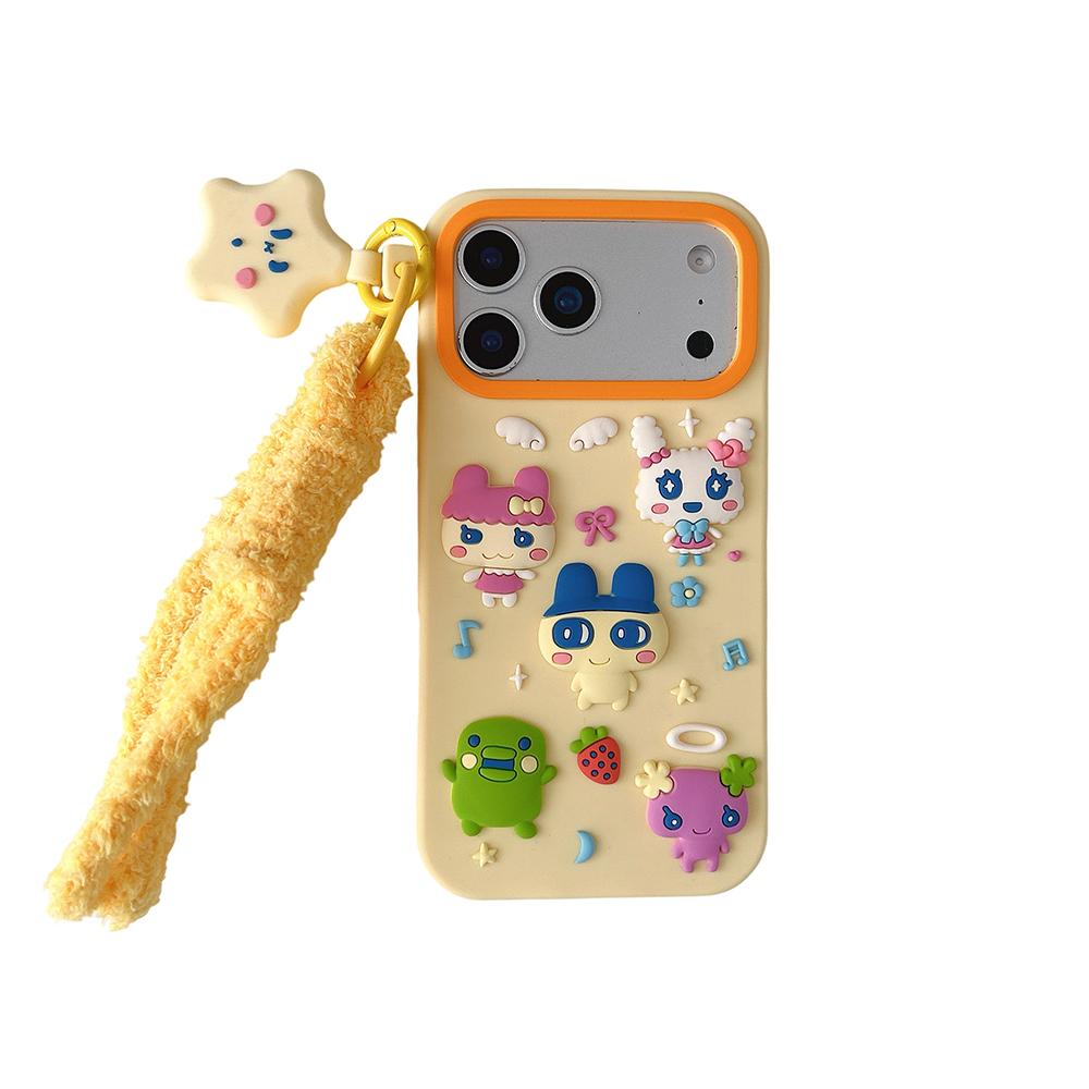 Lustiges 3D-Cartoon-Tamagotchi-Handgelenkschlaufe-Hülle Für iPhone 12 13 14 15 16 Plus 17 Pro Max Weiches Silikon Stoßfestes Rückseitige Abdeckung