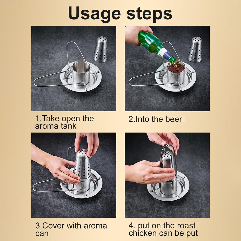 Kippenhouder van bierblikje voor grill en rookoven - Kippenhouder van hoogwaardig 304 roestvrij staal - Kippenhouder voor gevogelte met smaakcontainer