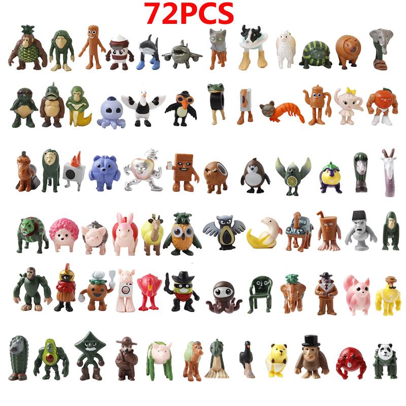 24pcs-96pcs/set Tung Tung Tung Sahur Ballerina Cappuccino Action Figure Brainrot Anime Tralalero Tralala Shark Model Toy Gift