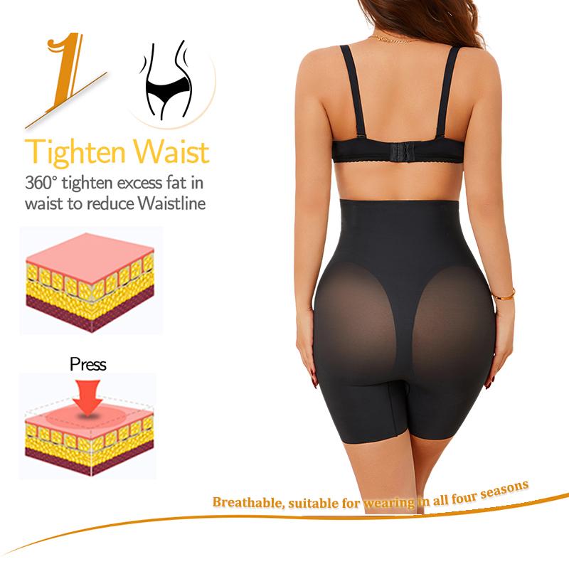 FINETOO 1Pcs High Waist Shaping Boyshort Panties Tummy Control Butt Lifting Slim Shorts Women's Underwear Breathable Shapewear