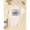 Cartoon Boys and Girls Summer and Spring Children's Swim Cap with Capybara Print Design Fashion T-shirt