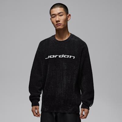 Jordan Flight Sweaters Men s 010 Black/Sail White Crew Neck Moderate S
