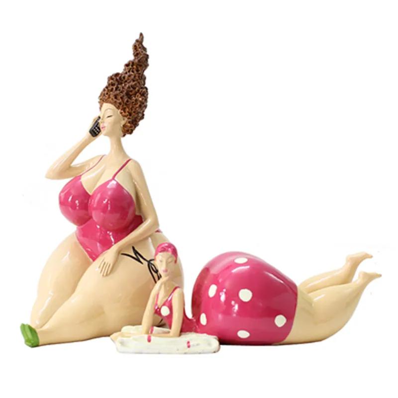 Nordic Plump Beauty Female Figurines Sculpture Ornaments Home Living Room Desk Fat Girl Statue Resin Decoration Accessories