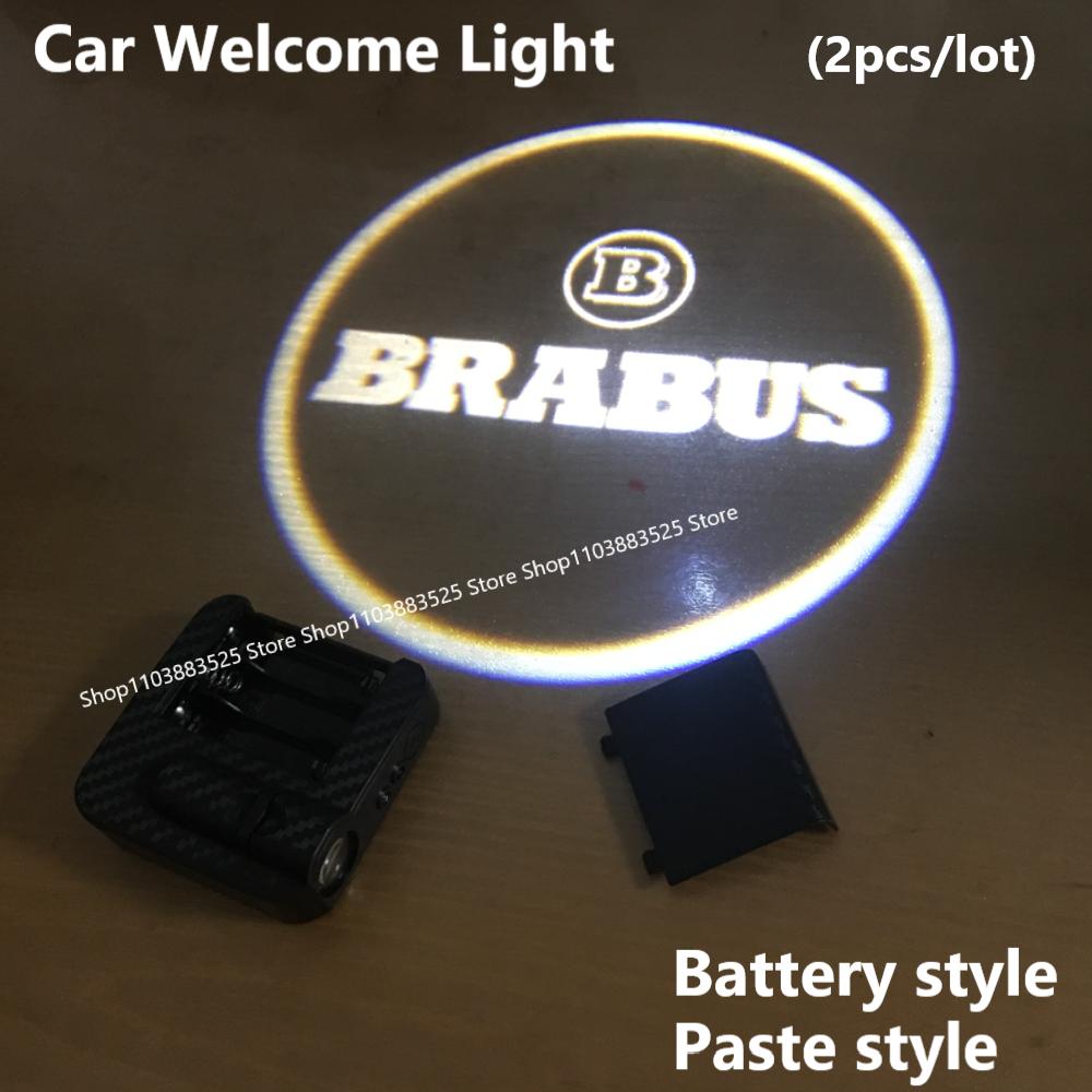 2pcs Led Car Door Welcome Logo Night Lights for BRABUS smart G63 G65 W253 W464 W213 W463 G500 G350 GLS GLC W204 W205 W176 G A B