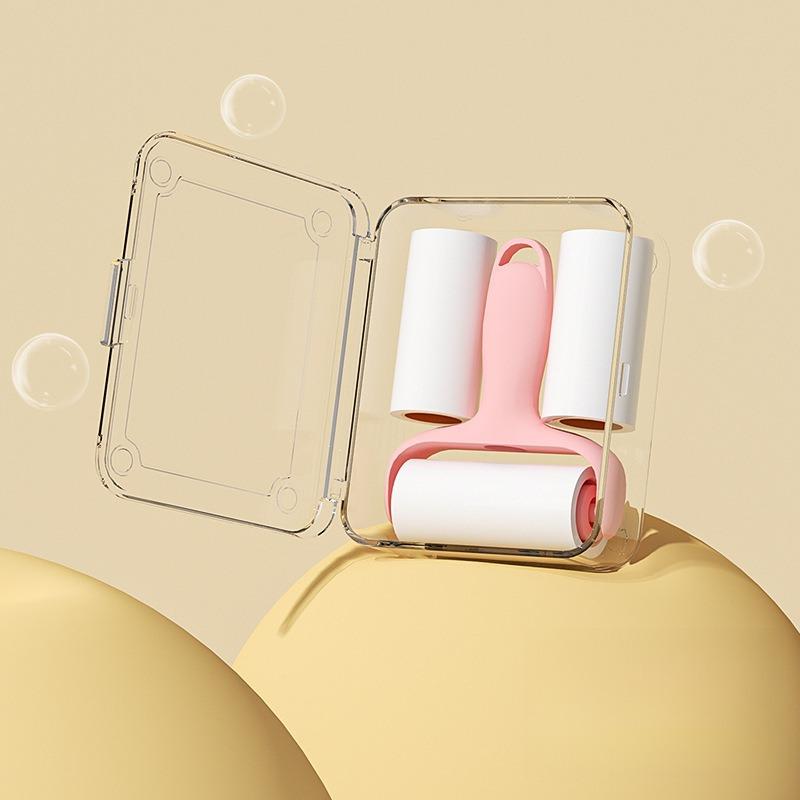 Mini sticker roller Tear-off replacement paper Small portable roller brush High viscosity hair cat hair sticker artifact 3Pcs + box