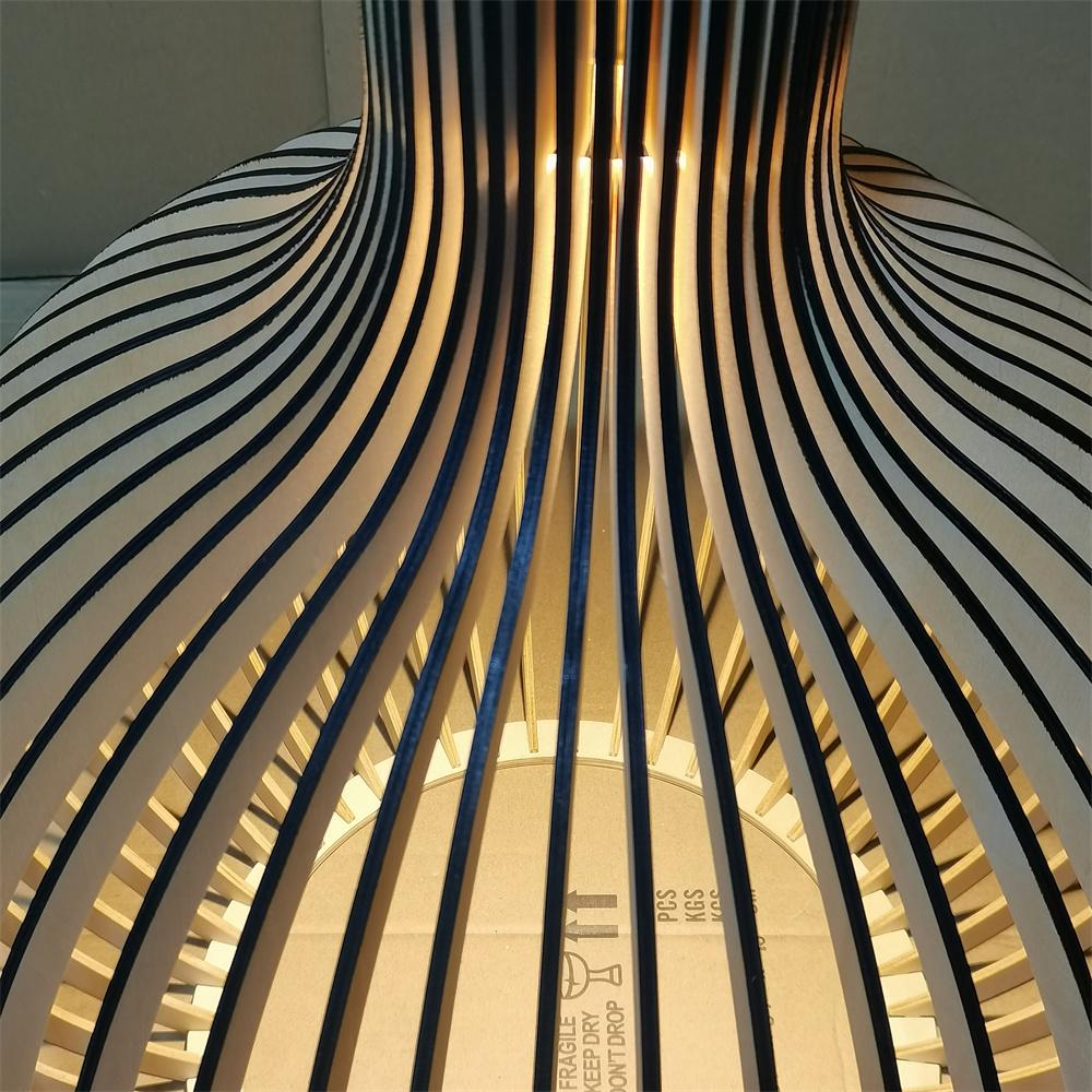 Modern Wood Pendant Light for Living Room Decoration Black Hanging Lamp Suspension Wooden Chandelier Lighting Fixtures