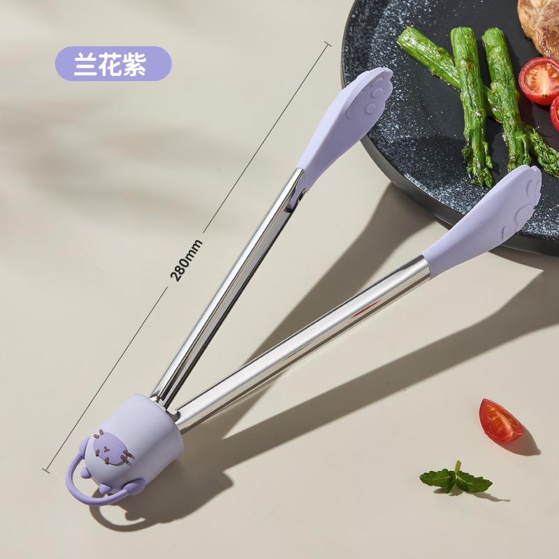 Cute steak clip, food grade stainless steel food clip, household multifunctional kitchen high-temperature food clip