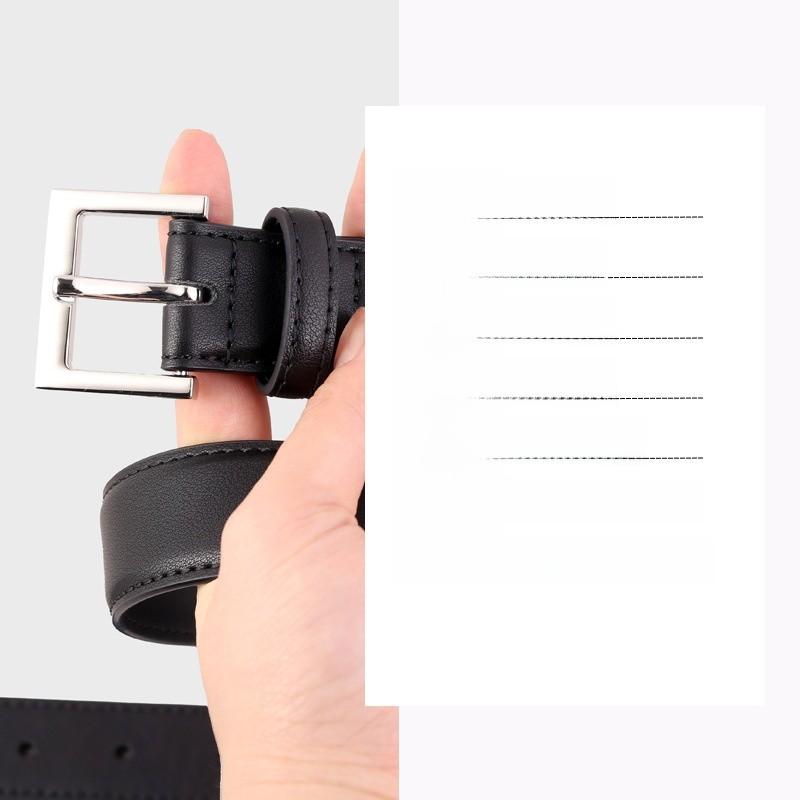 Classic Leather Belt For Women With Silver Pin Buckle And Casual Style