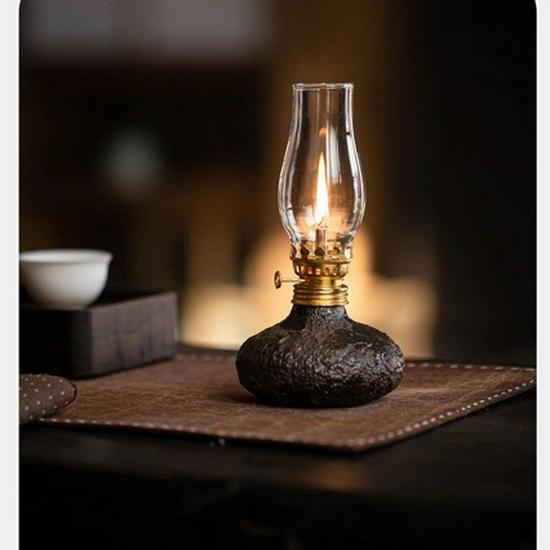 Vintage Ceramic Wabi-Sabi Ghee Lamp: Retro Style Camping and Tea Room Night Light