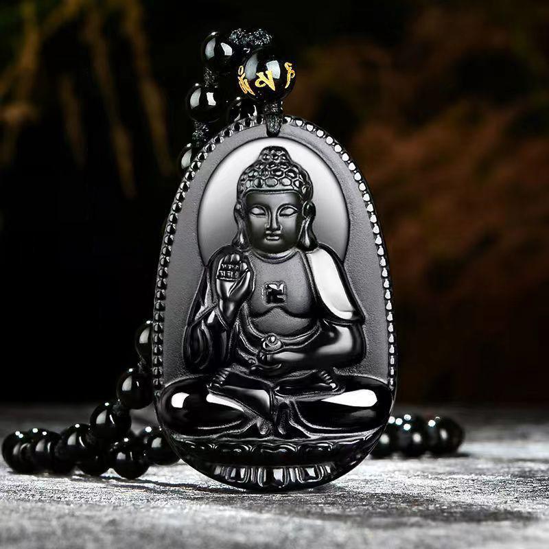 Amitabha Pendant Necklace Carved Buddha Lucky Amulet Necklaces For Women Men Jewelry Gifts