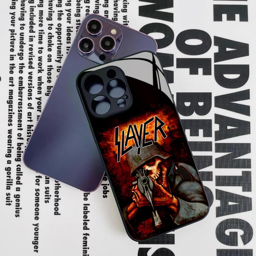 Slayer Heavy Metal Rock Band Phone Case for Iphone 17 16 15 14 12 11 13 Pro Max Mini X Air Puls Black Glass Cover