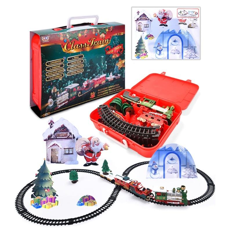 

Christmas Electric Track Train Kids Classic Rail Compartment Toys With Light Music For Children Gifts білий