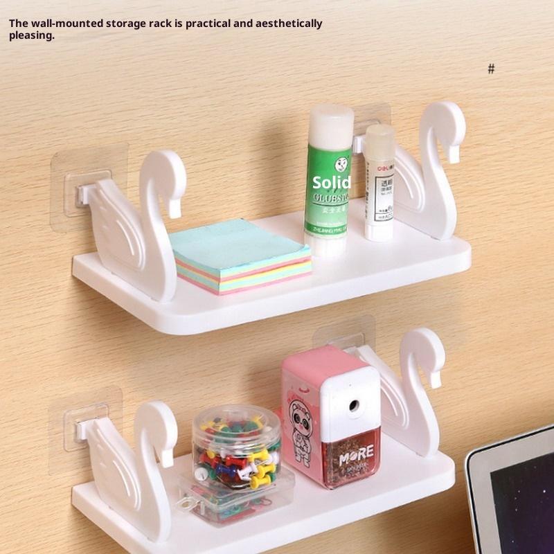 Kreatives Kunststoff Schwan Regal Selbstklebend Weiß/Grau Schweberegal Ohne Bohren Wandmontiert Badezimmer Ablageregal Küche