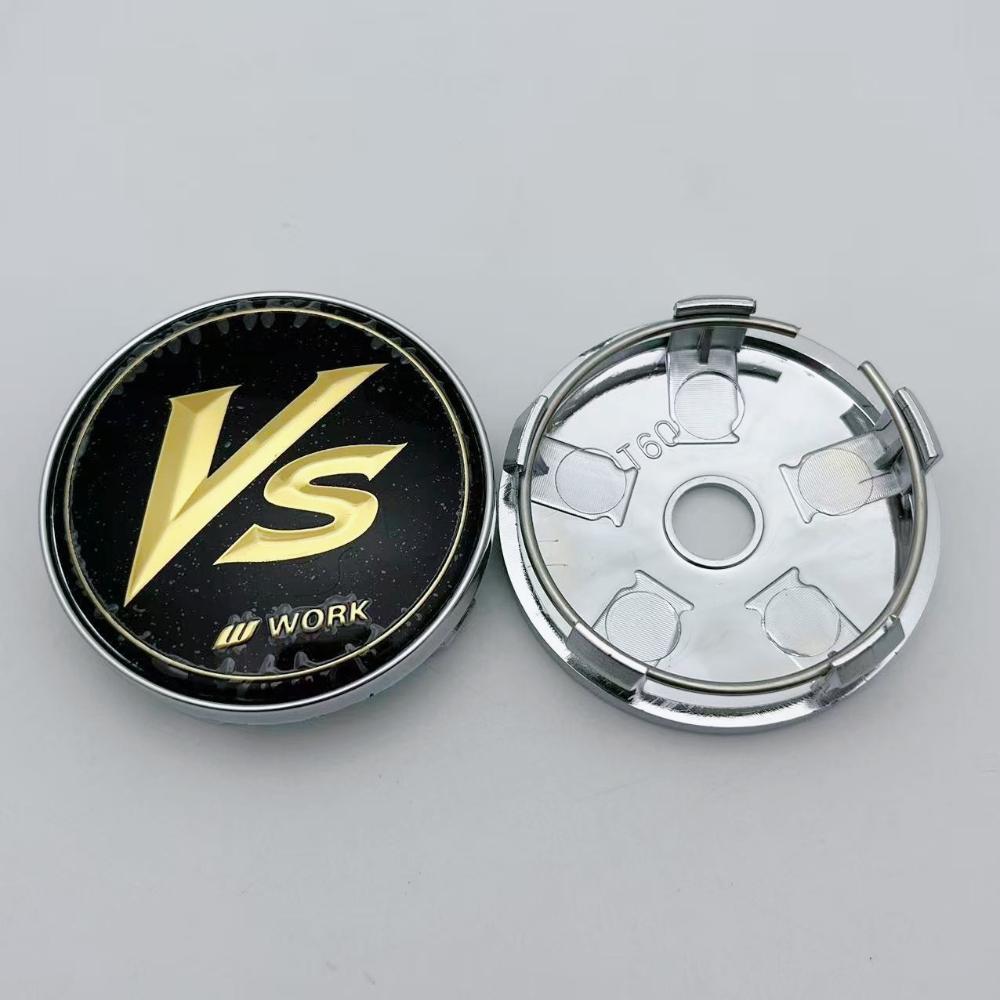 4pcs 60MM (I.D 56MM ) VS W Work Logo Emblem Car Wheel Center Cap Car Accessories for Wheels Hub Lid Rim Hubcaps Cover Replace