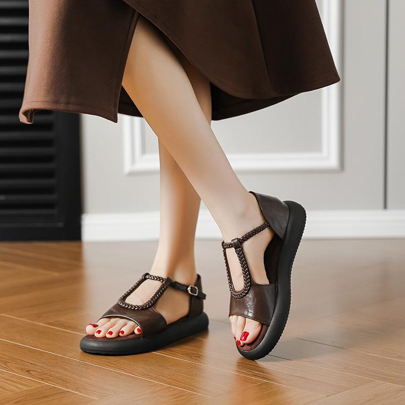 Spot~ Bequeme Sandalen mit flacher Sohle für Damen Sommer neu Oberbekleidung mit Röcken, schöne und vielseitige Römerschuhe für Damen