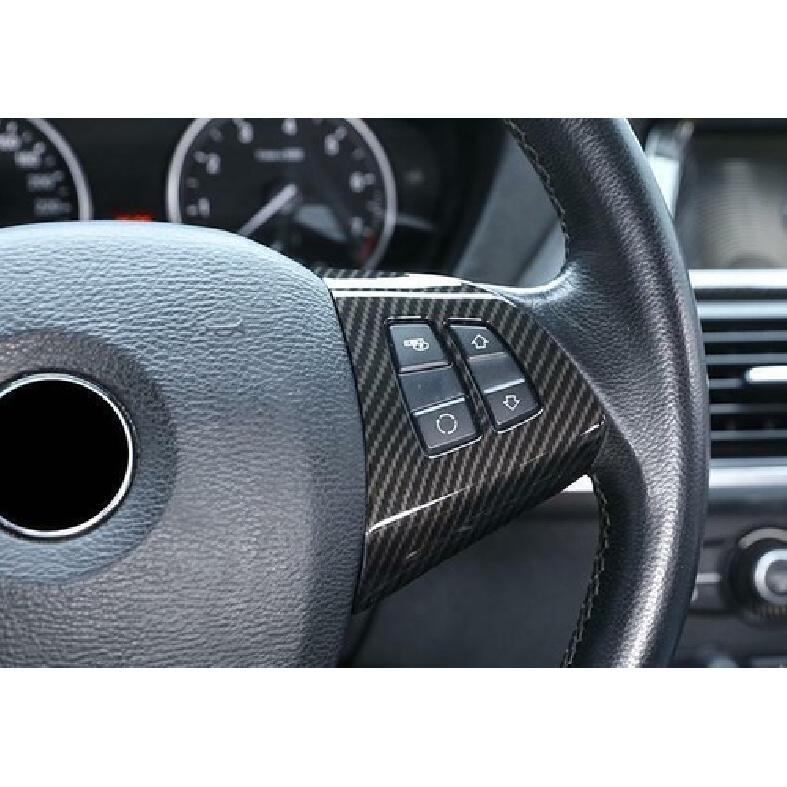 2008-2013 For BMW X5 X6 E70 E71 Cover Trim Steering Wheel Button Carbon Fiber