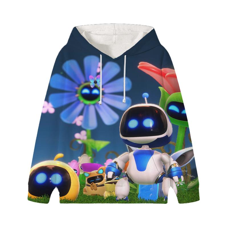 Astro Bot Hoodies Baby Unisex Cartoon Print Long Sleeve Tops Astronaut Toddler Boys Girls Casual Sweatshirts Outfits