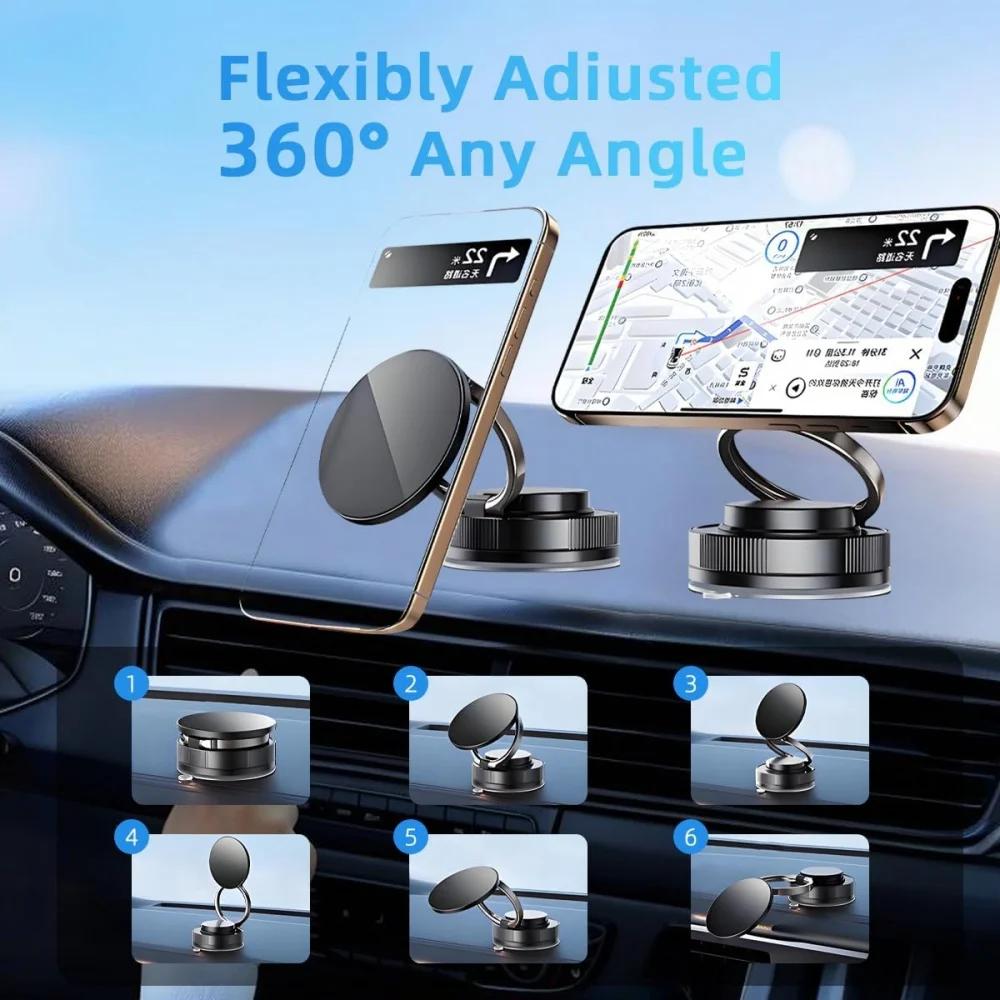 Folding Strong Magnet Magnetic Phone Holder 360° Rotation Desk Car Vacuum Suction Windshield Dashboard Mobile Holder Adsorption