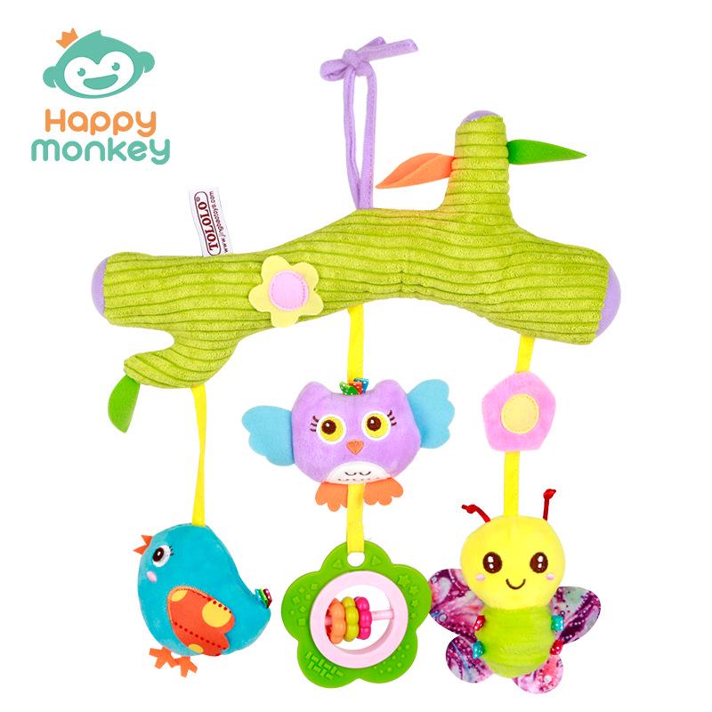 Happy Monkey Teether & Rattle Plush Crib Toy