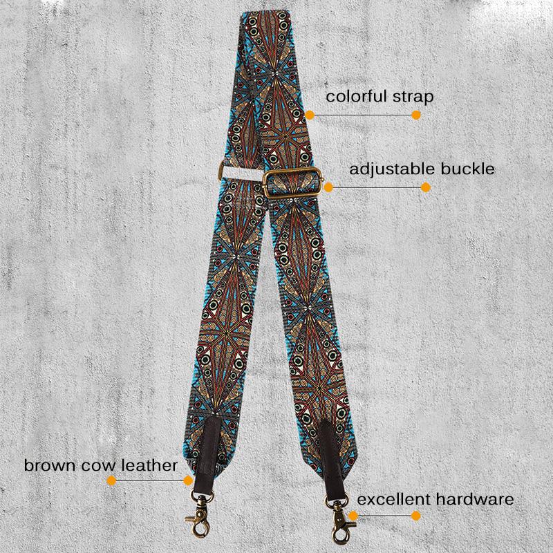 Colorful National Long Shoulder Straps For Shoulder Bags Fashion Adjustable Embroidery Bag Strap With Leather Crossbody Bag Replacement