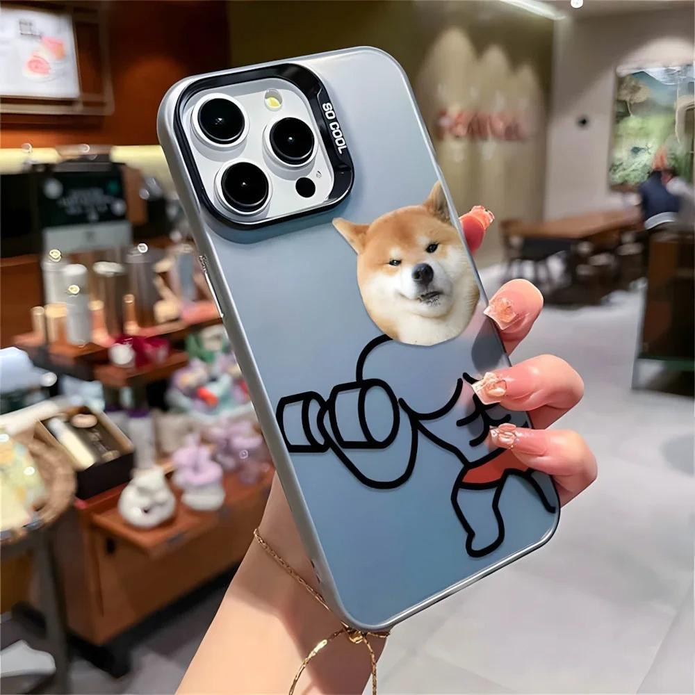 Funny Fitness Shiba Dog and Cat Matching Case for iPhone 16 15 12 13 11 14 Pro Max XR Xs 8 Plus Shockproof Cover for Couple_