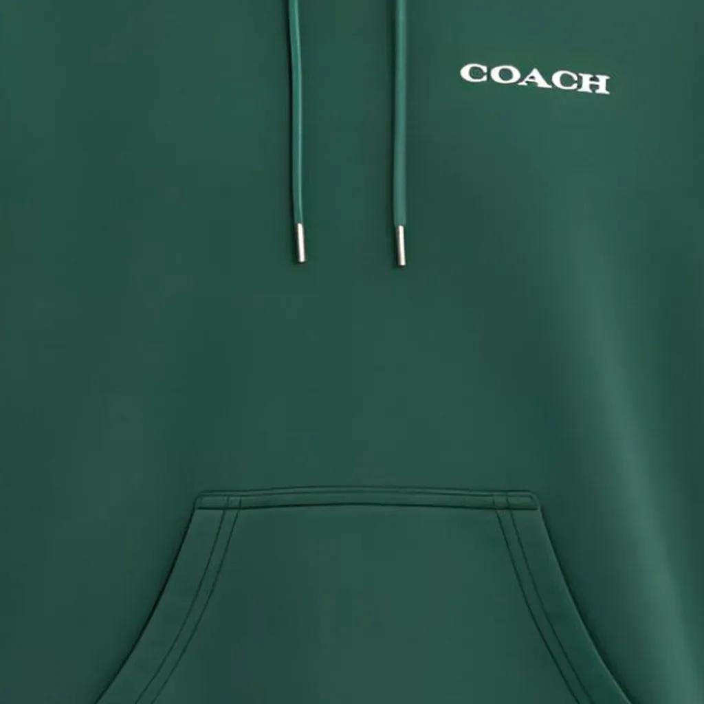 COACH Sweatshirts Women's Green Hooded Moderate Straight Fit (Unisex) Sweatshirts C8784 AR2
