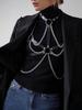 Damen Leder Körpergeschirr mit Ketten - Verstellbare Punk Goth Lingerie Für Mode Und Tanz