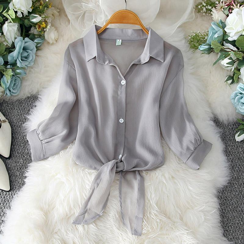 Chiffon Shawl Summer All-match Small Outer Shawl Summer Sun Protection Clothing Women's Cardigan Outer Waistcoat Thin Small Shirt Jacket Women