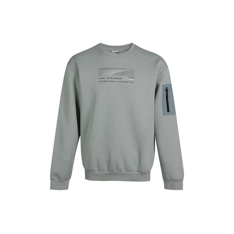 Puma Sweatshirts Men's Gray Green Crew Neck Moderate Regular 530291-49