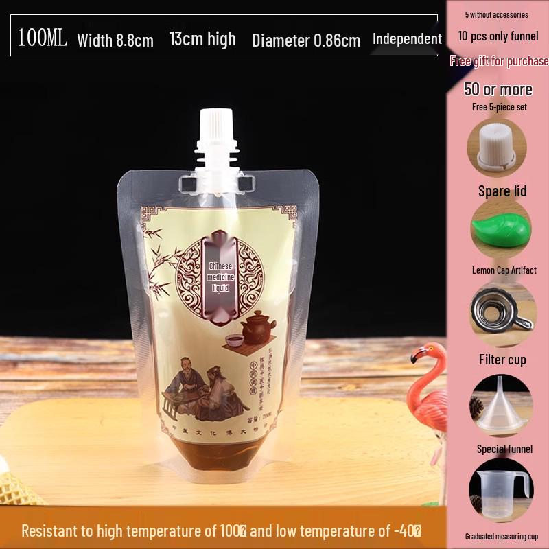 Disposable Transparent Spout Bag for Soy Milk, Chinese Medicine, Soup, or Beverages - Self-Standing and Convenient for Takeaway