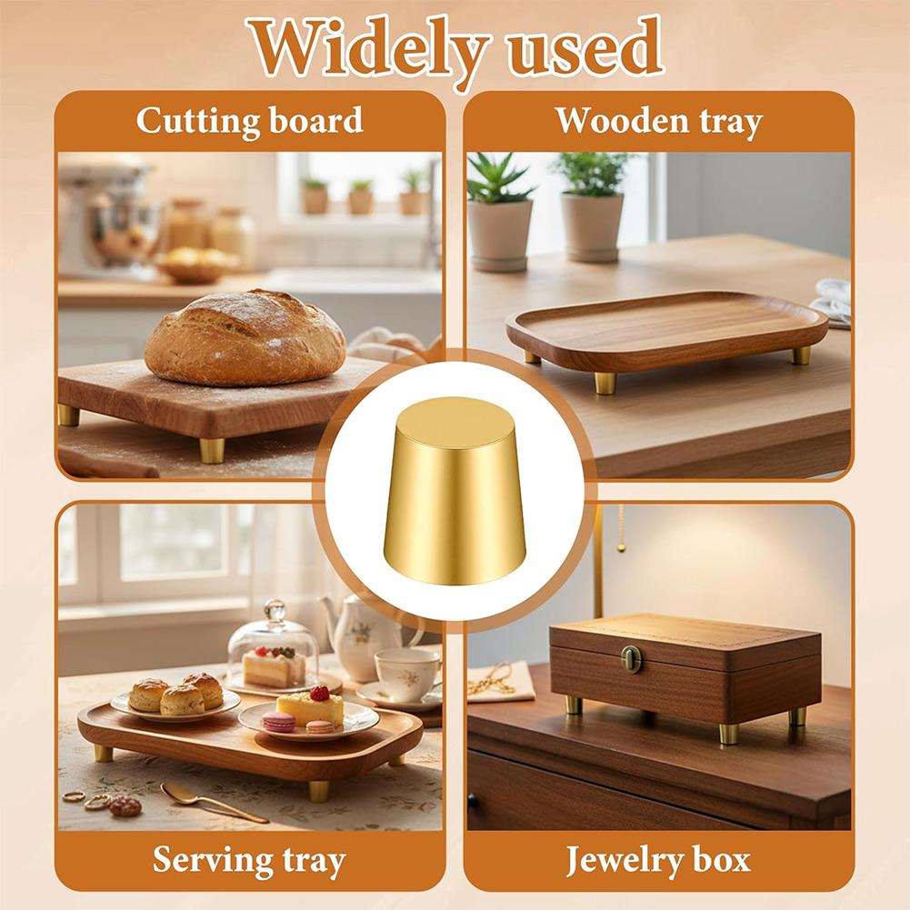 4PCS Brass Cutting Board Feet Furniture Leg Chopping Board Stabilisers Non Slip Jewelry Box Board Display Tray Riser Feet
