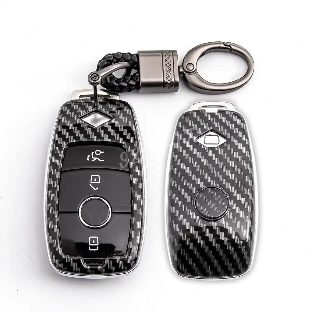 Carbon Fiber Car Key Fob Case Cover Keychain For Mercedes Benz Gla Glb Glc Gle Gls Cla Cls Eqa Eqb Eqc W177 W247 W205 W213 S213