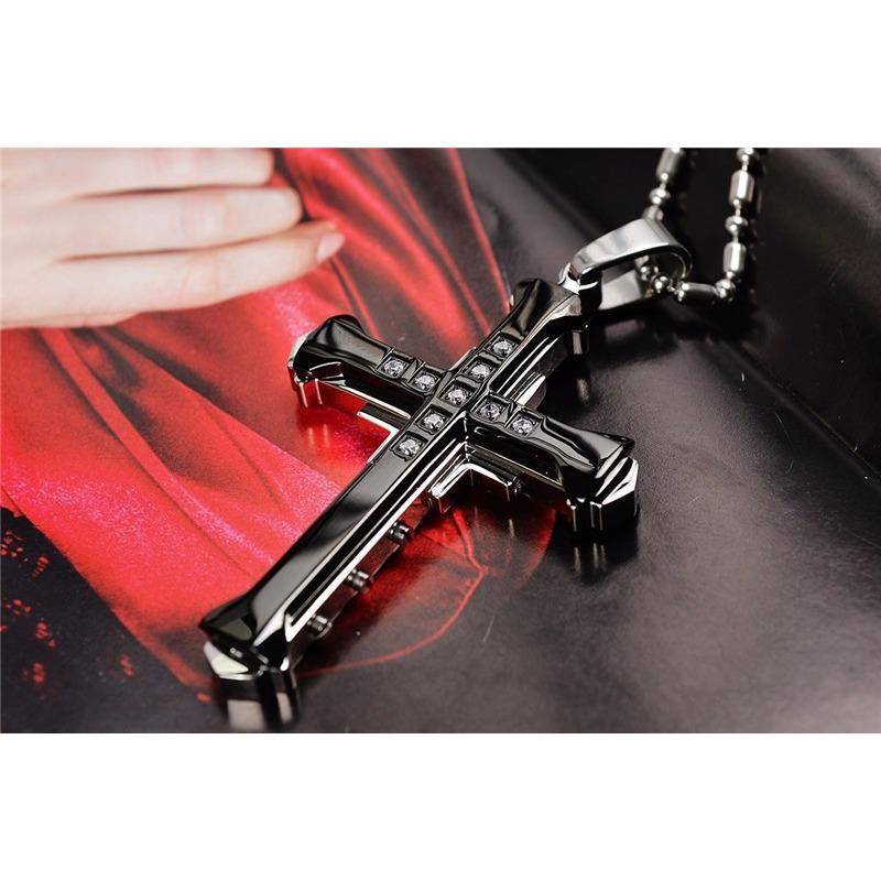 Cross Ornament Dark Knight Diamond Cross Necklace Domineering Bamboo Necklace