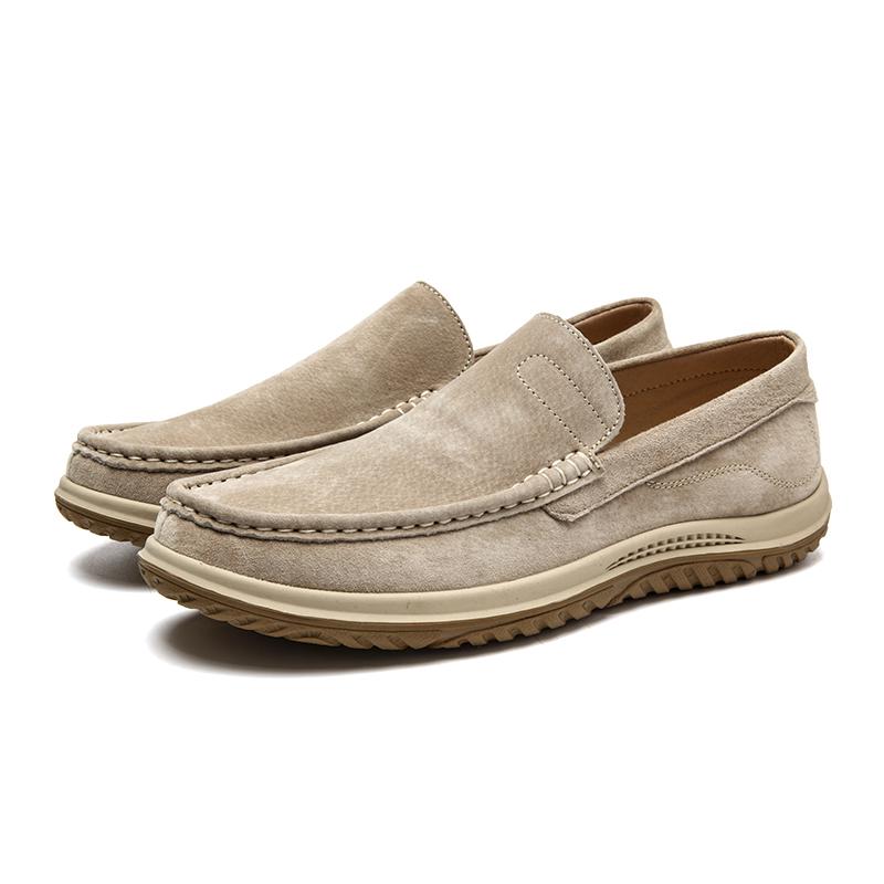 

2025 New Men Walking Shoes Leather Light Colour Loafers Men Breathable All-match Flats Man Casual Slip on Driving Footwear Men 44