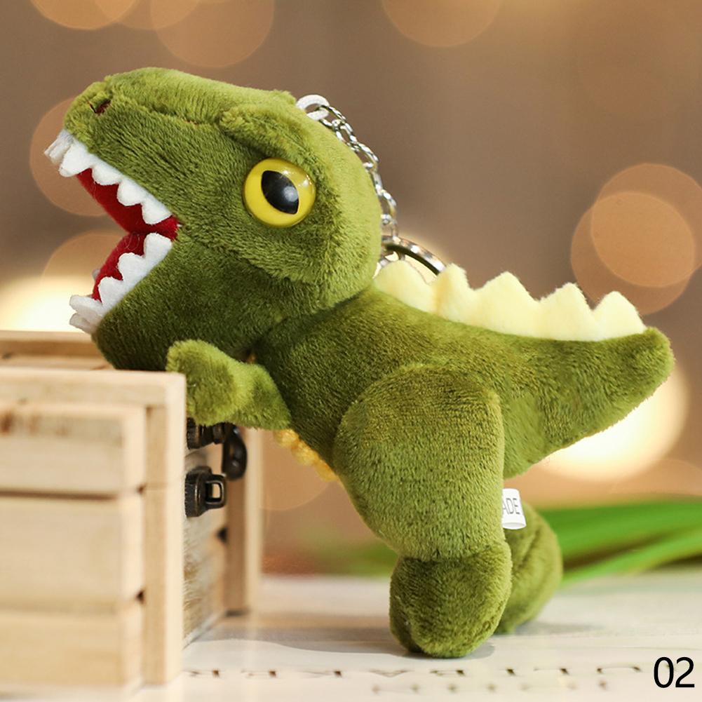 

14 см мини-динозавр плюшевые игрушки брелок для ключей сумка кулон милая кукла тираннозавр для детей подарки на день рождения и Рождество игрушки 14cm темно-зеленого
