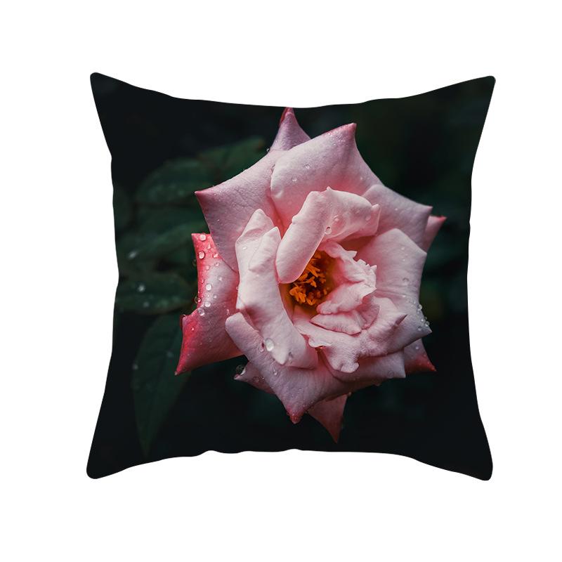 Black Rose Peach Skin Pillow Cover Car Pillow Cover Sofa Cushion Cover for Home Use