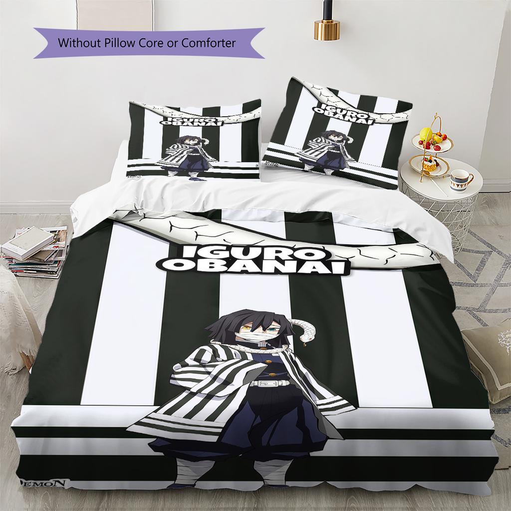Dämonentöter Kunstmuster Bettwäsche Bettdecke Set Bettbezug Kissenbezug Zuhause Geburtstagsgeschenk(1 Bettbezug + 2 Kissenbezüge, ohne Füllung)