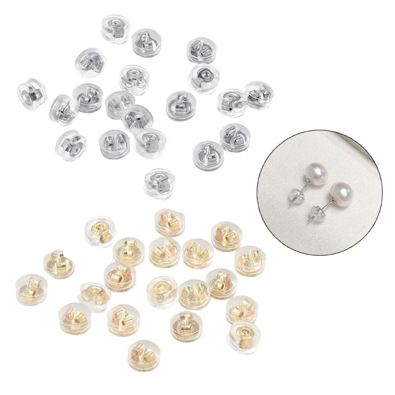 20PCS Slip Resistant Earring Backs Silver Secure Fit Loss Proof Backings Earring Fasteners Suitable for Studs Earrings