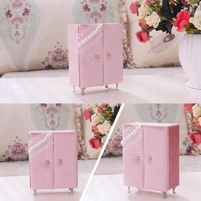 Openable Pink Furniture Jewelry Box Earrings Bracelet Ring Necklace Display Storage Cases Mini Armchair for Dollhouse