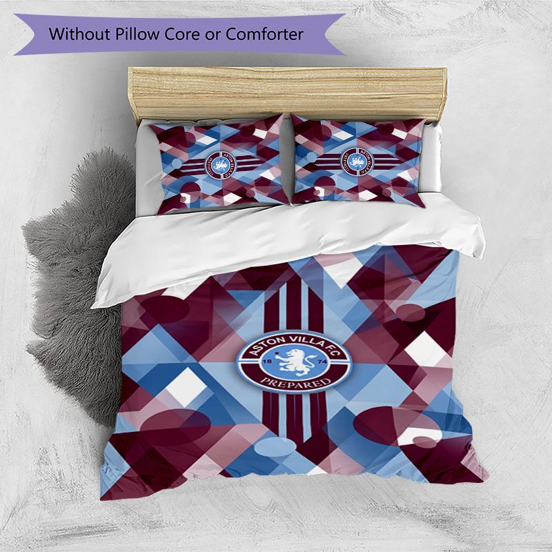 Set Lenzuola Stampato Aston Villa Football 3 Pezzi, Comodo Set Copripiumino per Camera da Letto Amico della Pelle
