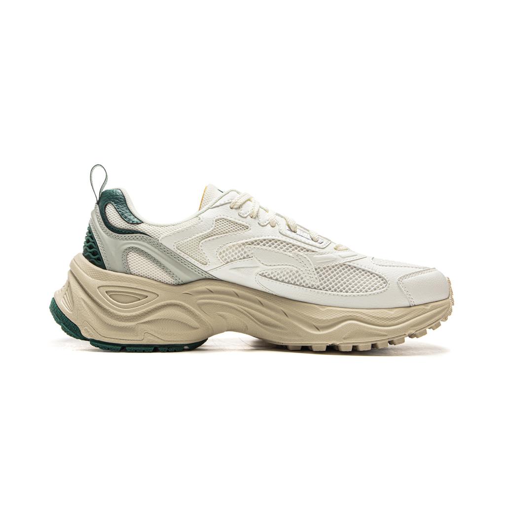 New LiNing Star Ring Cushioning, Slip Resistant, Abrasion Resistant, Breathable Low Top Casual Shoes Men's White Green AGCV111-1