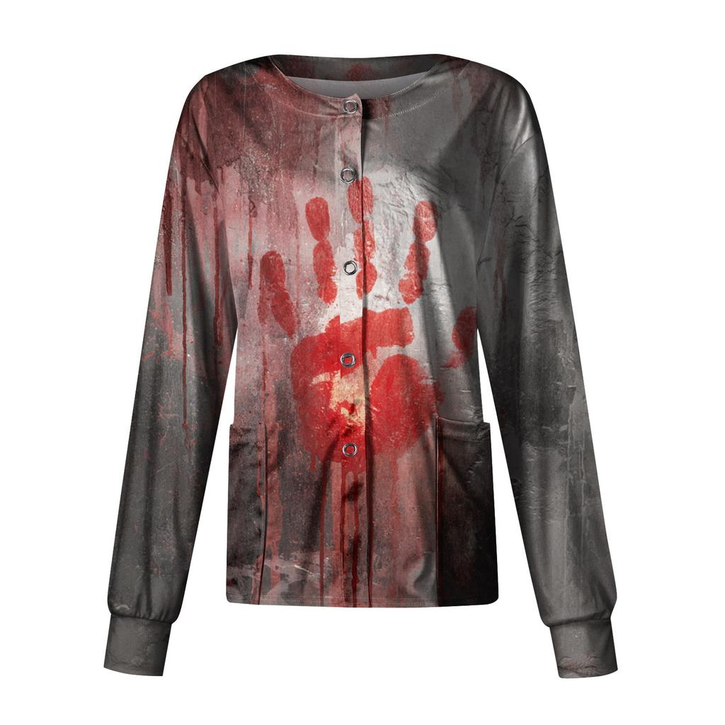 Women's Casual Long Sleeve Single Breasted  Printed Dry-nurse Top