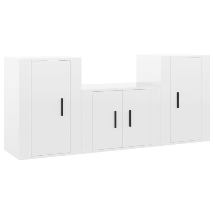 VidaXL TV Furniture Set 3 Pcs High Gloss White Engineered Wood 3188384