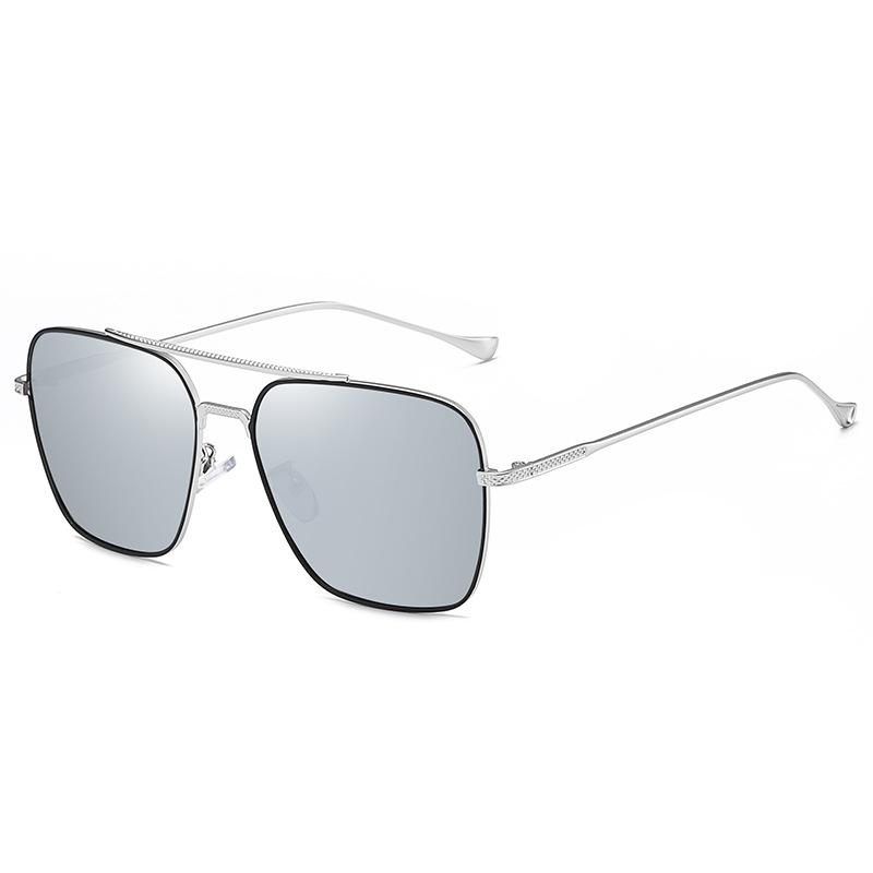 

Мужские и женские поляризационные солнцезащитные очки в квадратной оправе, модный дизайн, металлические уличные очки для вождения, антибликовые очки UV400 серебряный