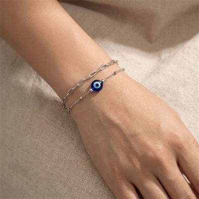 Elegant Stainless Steel Bracelet Vintage Adjustable Chain Bracelet Turkish Blue Eye Bracelet Gift