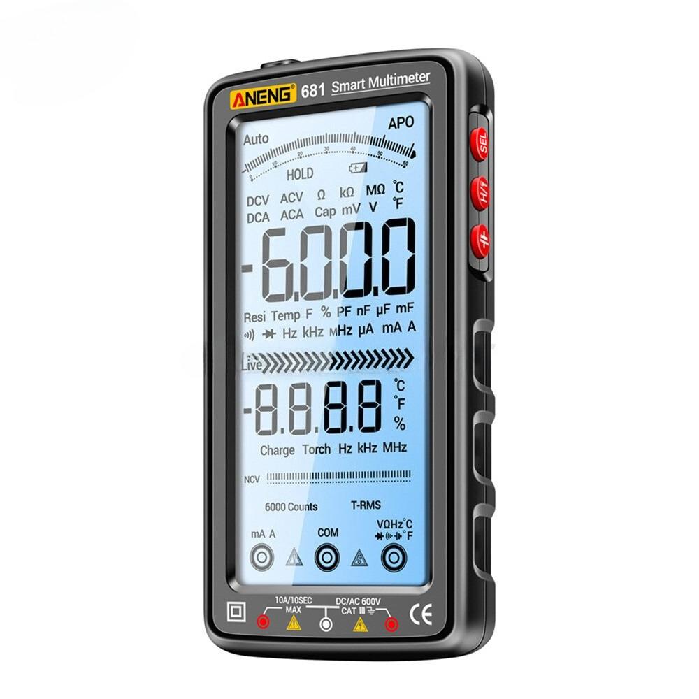Professional Portable Multimeter Intelligent 6000 Counts NCV-Tester LCD Digital Display DCV ACV Resistance Temperature Measurement Burnproof for Home